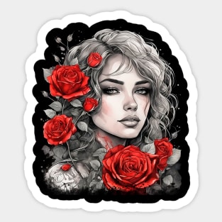 Woman and Roses Sticker